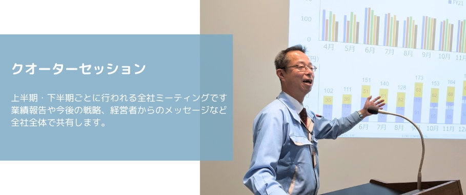 『改善提案表彰制度』四半期ごとに取りまとめた改善を表彰します。報奨金制度を導入しています。